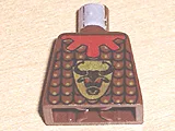 Torso Castle Knights Kingdom Bull's Head, Studded Armor, Red Collar Pattern / Brown