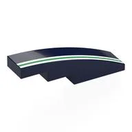 Brick Curved 4 x 1 No Studs with White/Green/White Stripes Print