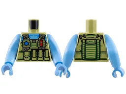 Torso Na'vi with Blue Markings, Medium Blue Neck, Flak Vest with Pouches, and Tree Badge Pattern / Medium Blue Arms Long / Medium Blue Hands