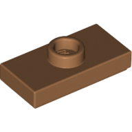 Lego Plate Special 1 x 2 with 1 Stud with Groove and Inside Stud Holder (Jumper) / Medium Nougat