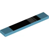 Tile 1 x 6 with Black and Dark Stone Grey Stripes Print / Medium Azure