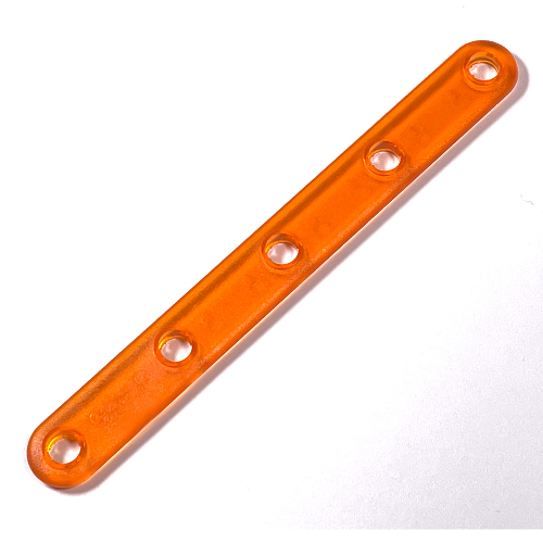 Lego Clikits Connector, Straight 2 x 14 with 5 Holes / Trans-Orange