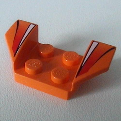 Lego Mudguard 2 x 4 with 2 x 2 Studs and Flared Wings, White Stripe and Red Fade Print