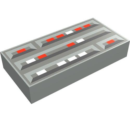 Lego Tile 1 x 2 with Stylised Computer Console Print / Light Gray