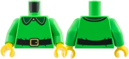 Torso Dark Green Collar, , Black Belt, Gold Button and Buckle Pattern / Bright Green Arms / Yellow Hands / Bright Green