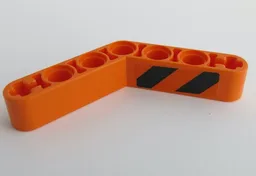 Technic, Liftarm, Modified Bent Thick 1 x 7 (4 - 4) with Black and Orange Danger Stripes Pattern Model Left Side (Sticker) - Set 42071