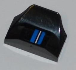 Lego Slope, Curved 1 x 2 x 2/3 Wing End with White Stripe and 2 Blue Stripes Pattern Model Left Side (Sticker) - Set 8197
