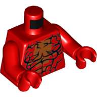 Lego Torso Muscles and Crack Lines Print (Carnage), Red Arms and Hands / Red