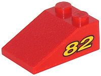 Lego Slope 33 3 x 2 with Yellow Number 82 Pattern on Both Sides (Stickers) - Set 8210