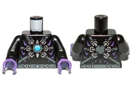 Torso Armor with Dark Bluish Gray Belts, Dots, Star and Blue Round Jewel (Chi) Pattern / Black Arms / Dark Purple Hands