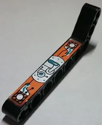 Technic, Liftarm, Modified Bent Thick 1 x 9 (7 - 3) with Dark Turquoise, Silver and Orange Gauges and Levers Pattern Model Right (Sticker) - Set 8305