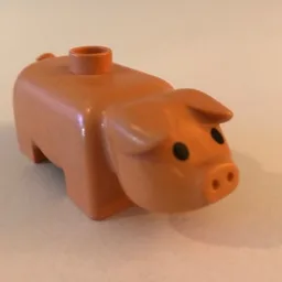 Duplo Animal Pig, Short, Solid Black Eyes (Old Style) / Nougat