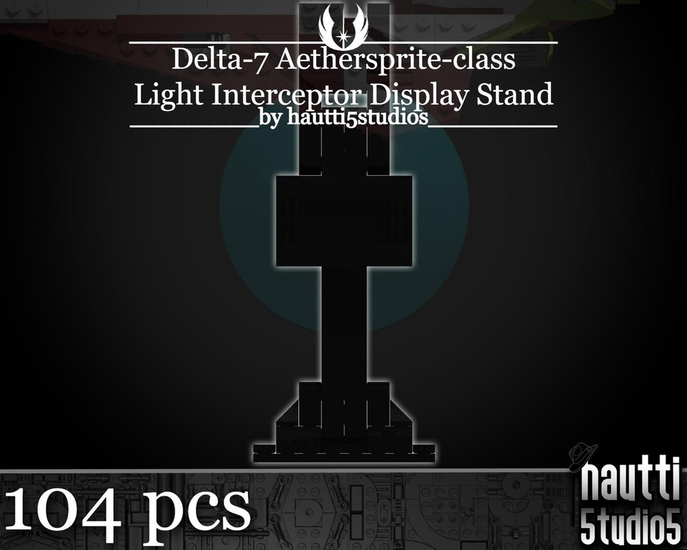 Lego Delta-7 Aethersprite-class Light Interceptor Display Stand (V1)