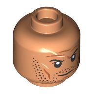 Lego Minifig Head Boba Fett, Scars, Stubbled Beard / Nougat