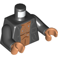 Lego Torso Shirt, Open, Hairy Chest, Sweat Print, Black Arms, Nougat Hands / Black