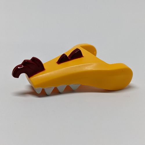 Lego Creature Body Part, Dragon Head Lower Jaw with White Teeth, Dark Red Beard