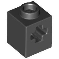 Technic Brick 1 x 1 with Axle Hole / Black