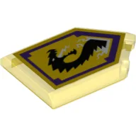 Tile Special 2 x 3 Pentagonal with Nexo Power Shield Print - Storm Dragon / Trans-Yellow