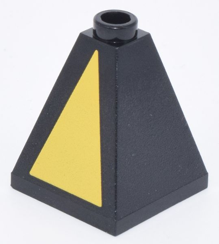Lego Slope 75 2 x 2 x 2 Quadruple Convex with Yellow Triangle on One Side Pattern / Black