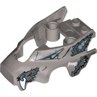 Fairing, Fly Wheel, Wolf Shape with Fangs and Black and White Print / Flat Silver