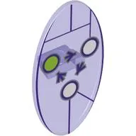 Shield Ovoid with Grip and Dimensions Keystone Symbol with 2 White and 1 Lime Circles Print / Trans-Purple
