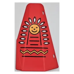 Duplo Door Tepee with Face, Indian Headdress, and Zig Zag Line Print / Red