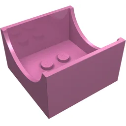 Box 4 x 4 x 2 Bottom with Semicircle Cut-out Ends / Dark Pink