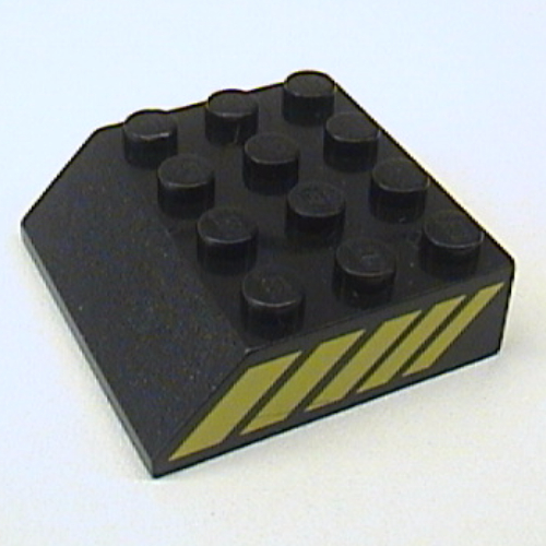 Lego Brick Sloped 45° 4 x 4 with Yellow Stripe Print [6329]