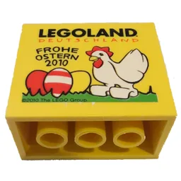 Brick 2 x 4 x 3 with 'Legoland Deutschland Frohe Ostern 2010' Print / Yellow