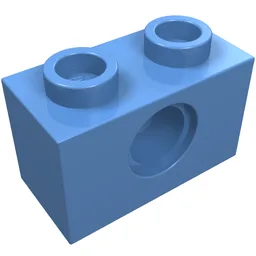 Technic Brick 1 x 2 [1 Pin Hole] / Medium Blue