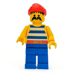 Pirate - Blue Stripes, Blue Legs, Red Bandana, Gold Belt Buckle, 3626b