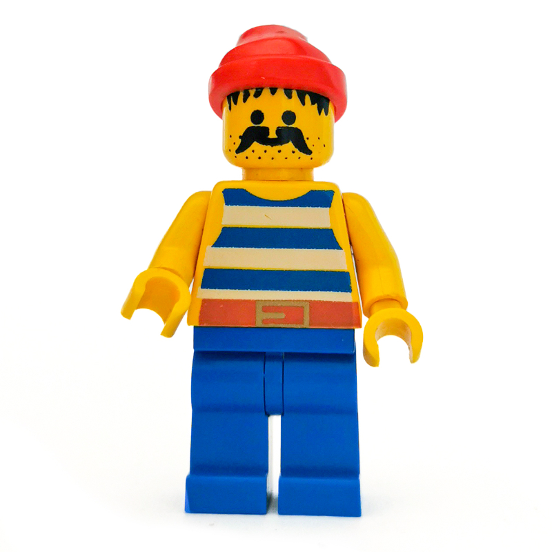 Lego Pirate - Blue Stripes, Blue Legs, Red Bandana, Gold Belt Buckle, 3626b