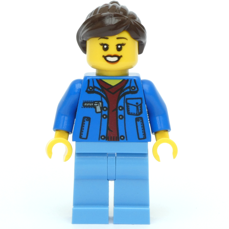 Lego Blue Torso, Medium Blue Legs, Dark Brown Hair