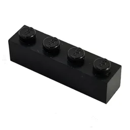Modulex Brick 1 x 4 with LEGO on Stud / Modulex Black