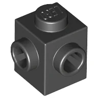 Brick Special 1 x 1 with Studs on 2 Adjacent Sides / Black