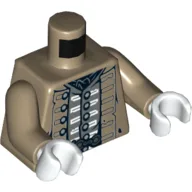 Torso Jacket, Naval Officer Uniform Tattered with Silver Buttons and White Trim, Dark Bluish Gray Vest, Belt Buckle Print, Dark Tan Arms, White Hands / Dark Tan