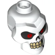 Minifig Head Special, Skull with Red Eyes, Tan Teeth Print / White