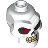 Lego Minifig Head Special, Skull Red Eyes, Tan Teeth Print / White