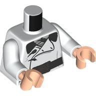 Lego Torso, Coat, Black Fur Collar, Buttons, Belt print, White Arms, Light Nougat Hands / White