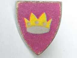 Minifigure, Shield Triangular Short with Crown on Pink Background Pattern (Sticker) - Sets 375 / 6075