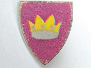 Lego Minifigure, Shield Triangular Short with Crown on Pink Background Pattern (Sticker) - Sets 375 / 6075