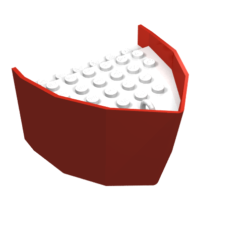 Lego Boat Hull Section, Bow 6 x 8 x 3 1/3 with White Deck / Red