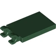 Tile Special 2 x 3 with 2 Clips [Thick Open O Clips] / Dark Green