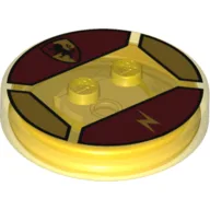 Function Brick Round 4 x 4 x 2/3 with 2 Studs and Lion on Shield, and Lightning Bolt Print / Trans-Yellow