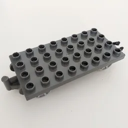 Duplo Train Wagon Base 4 x 8 with Light Bluish Gray Wheels and Moveable Hook / Dark Bluish Gray