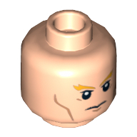 Lego Minifig Head Aquaman, Thick Orange Eyebrows, Cheek Lines, Frown / Angry Print / Light Nougat