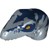 Lego Animal Body Part, Dinosaur, Raptor Head with Yellow Eyes, Dark Blue Stripes / Sand Blue