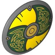 Shield Round Bowed with Yellow and Dark Green Panels, Gold Dragon (Viking) Print