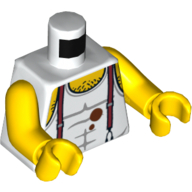 Lego Torso Tank Top with Suspenders, Mud and Hairy Chest Print, Yellow Arms and Hands / White