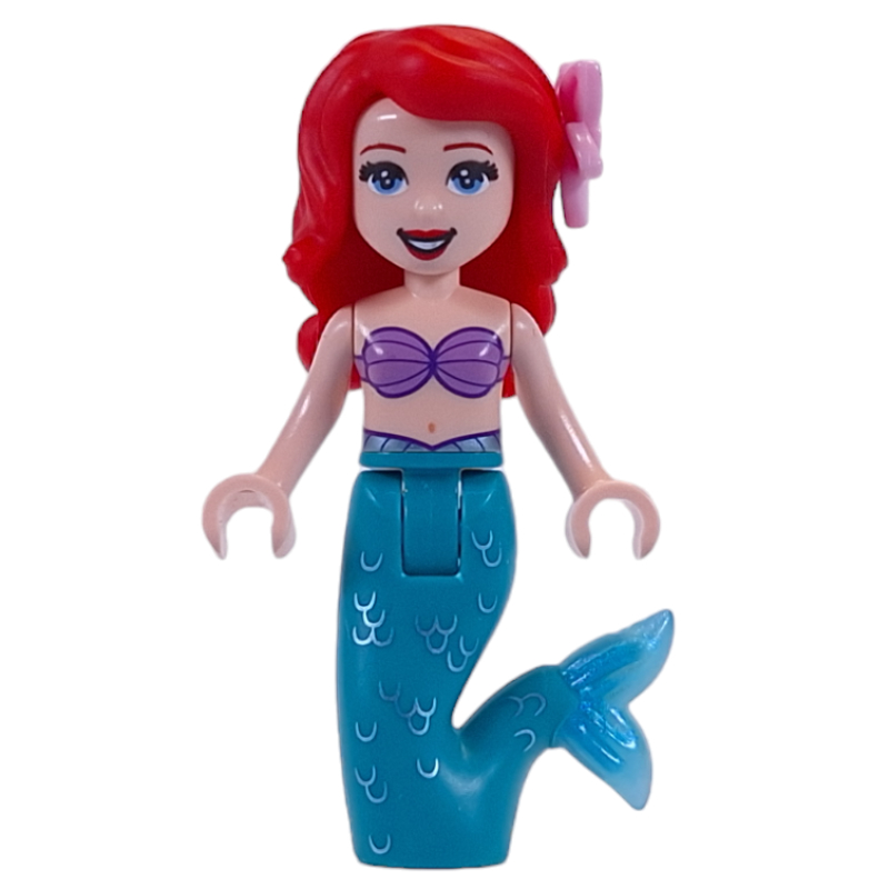 Lego Ariel - Mermaid Form, Dark Turquoise Tail, Bright Pink Flower